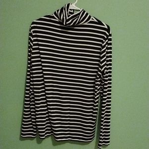 Black and White Striped Long Sleeve Turtleneck
